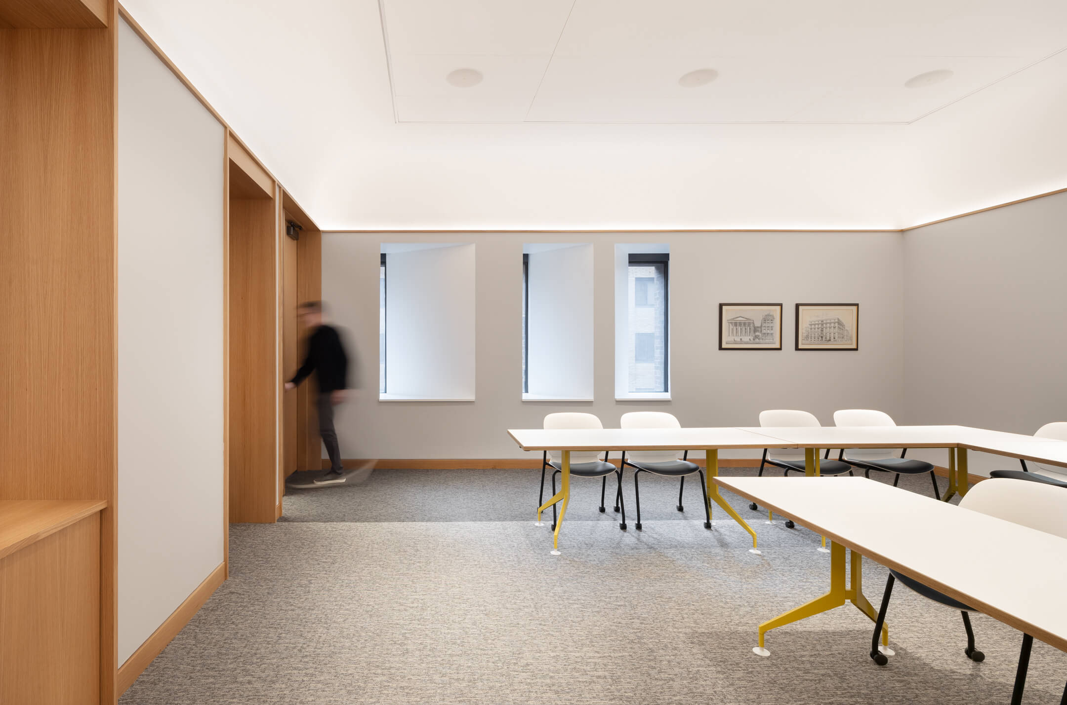 Dimmable LED cove lighting to create a soft, inviting atmosphere.